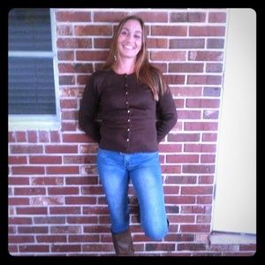 Dark brown, button-down, size medium, hundred perc